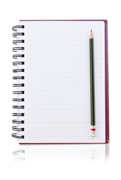 white paper of notebook with pencil.