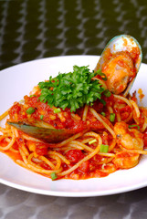 spaghetti with mussel
