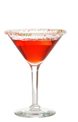 candy cane garnished martini