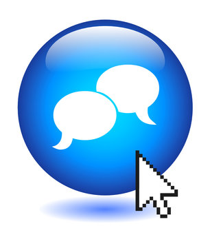 SPEECH BUBBLES Button (web forum chat testimonials opinions now)