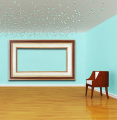 Chair with picture frame in luxurious empty gallery