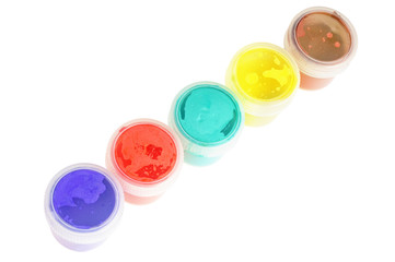 Five cans  of paint buckets