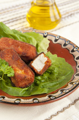 Traditional Bulgarian Fried Feta Cheese