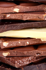 Stack of Black, Brown and White Chocolate