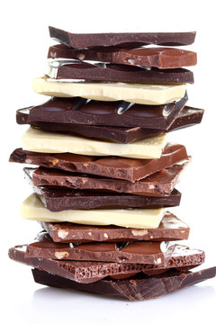 Stack of Black, Brown and White Chocolate