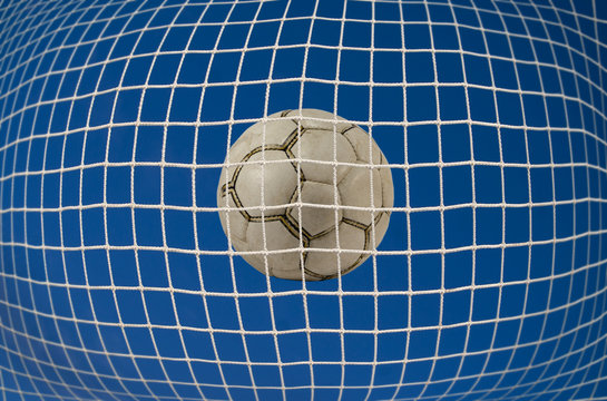 Soccer net with ball