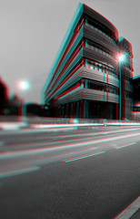 3D anaglyph of office building