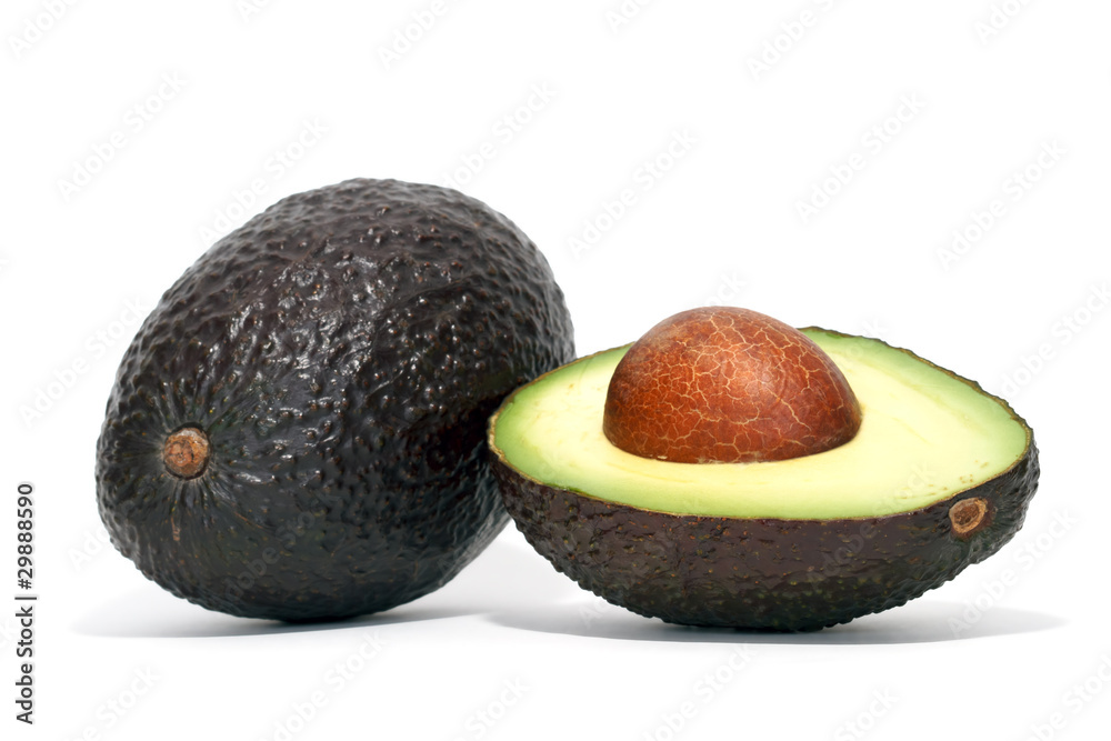 Poster avocado on white background