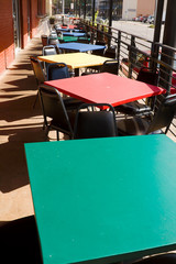 Colorful Tables Chairs Outdoor Restaurant Cafe USA