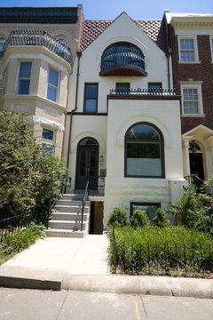 Painted Richardsonian Romanesque Row House DC USA
