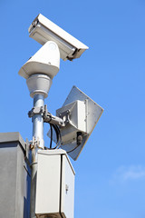 CCTV on blue sky