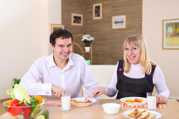 young couple in the kitchen