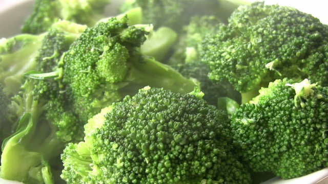 Organic Broccoli Heads in bowl