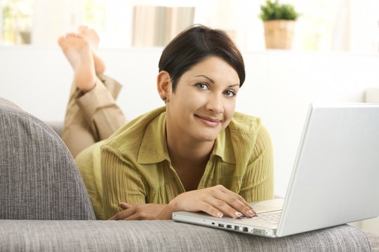 Young woman using laptop