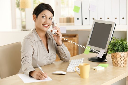 Office worker on phone
