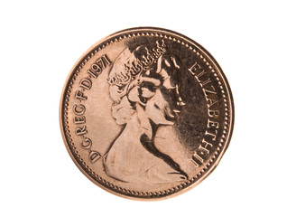 one penny coin (British)
