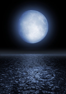 Full moon on the sky image over water