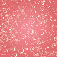 Romantic pink floral seamless pattern with glow