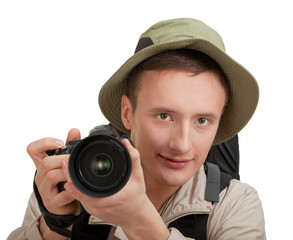 young tourist with camera