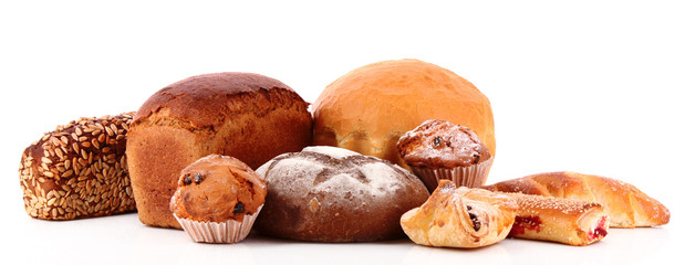 Fresh wheat bread. Isolated on white background