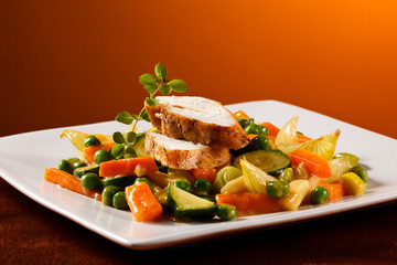Roasted turkey fillet with vegetables