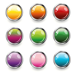 Vector set, glossy buttons, design elements