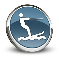 Dark Blue 3D Style Icon "Water Skiing"