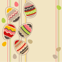 Pastel greeting card wirh different easter eggs