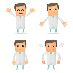 set of funny cartoon doctor