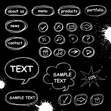 Set of doodle computer icons
