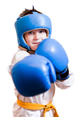Boy with boxing gloves