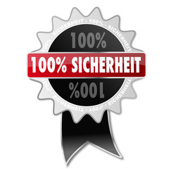 Button 100 % Sicherheit schwarz rot