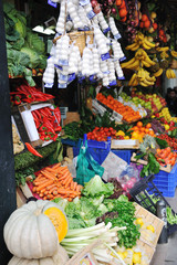fresh fruits and vegetables at market