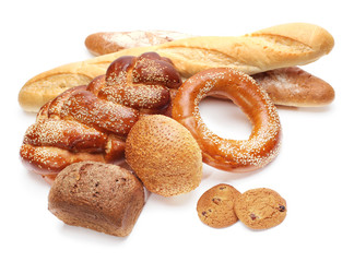 Fototapeta premium baked bread isolated on white