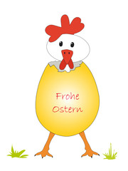Ostergruss Huhn im Ei
