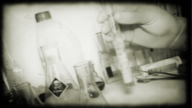 Retro style scientist conducts strange experiments