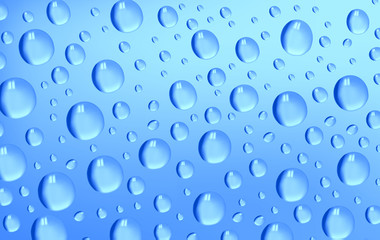 Vector illustration. Blue water drops background. Close up.