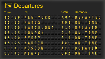 Departure mechanical board. Vector.