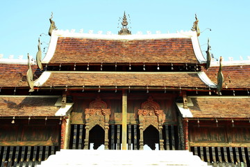 Ancient Thai wood buddha temple