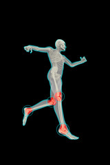 Figura umana in corsa con dolori