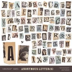 Fotobehang alphabet made of vintage (vector) newspaper cutouts © Anja Kaiser