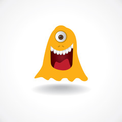yellow creature monster with one eye - illustration