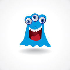 blue creature monster with three eyes - illustration