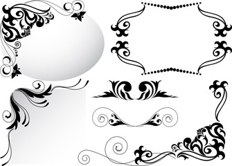 a set of black corner ornaments and separating elements