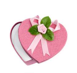 close-up isolated open heart shaped gift box
