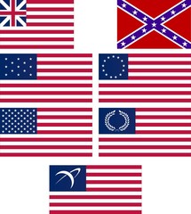 set of american flags. vector illustration