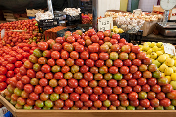 Tomatoes on a market