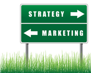 Signpost strategy marketing grass below.