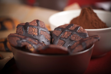 A plate of chocolate cookies