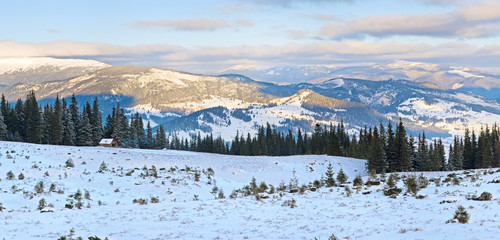 Fototapeta na wymiar winter sunrise mountain landscape